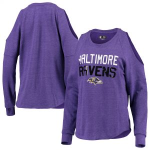 Baltimore Ravens New Era Women’s Cold Shoulder Long Sleeve Crewneck Fleece