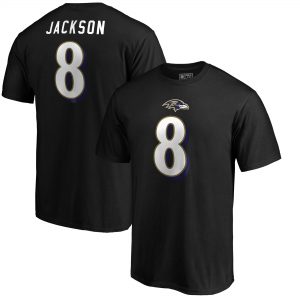 Lamar Jackson Baltimore Ravens Authentic Stack Name & Number T-Shirt