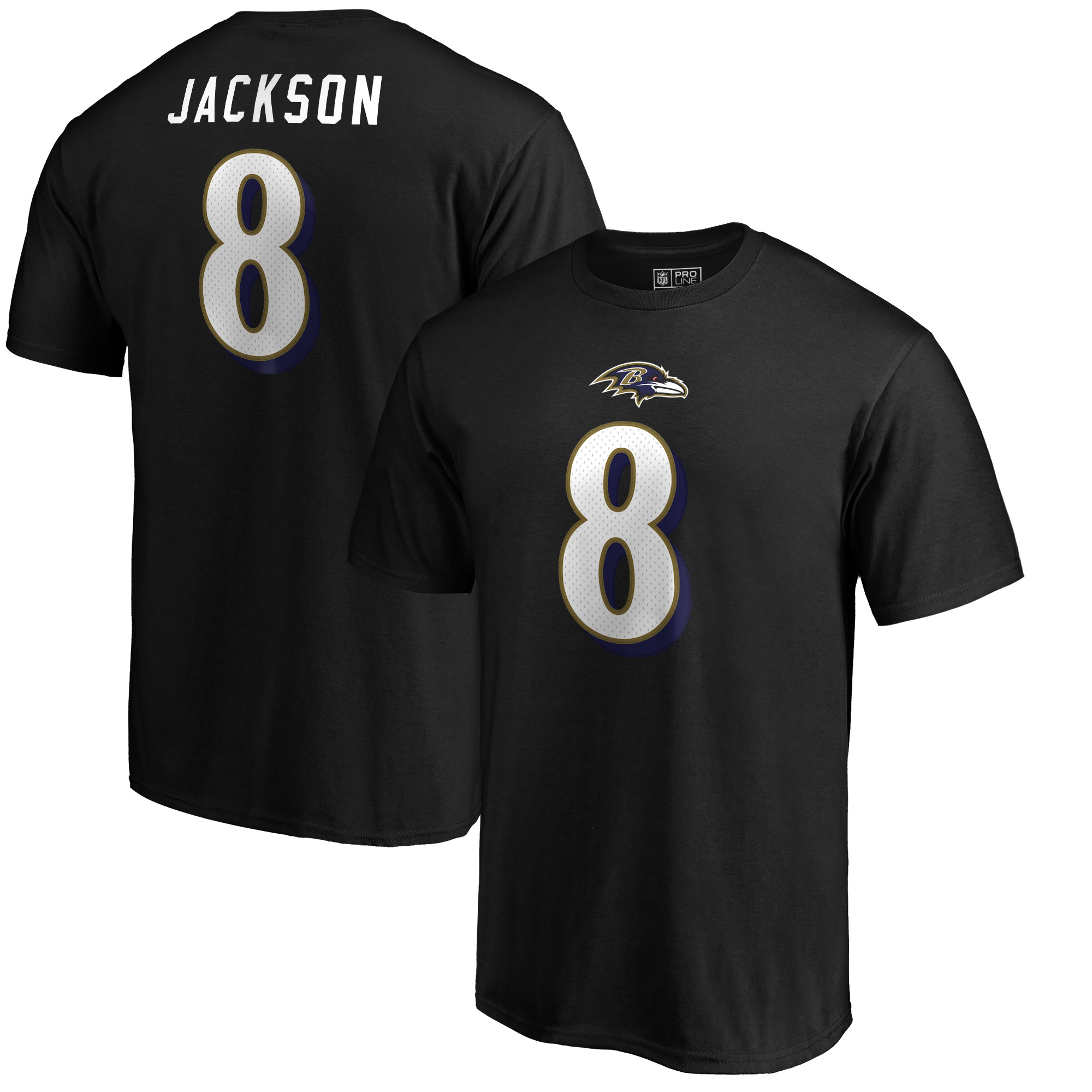 Lamar Jackson Baltimore Ravens Authentic Stack Name & Number T-Shirt ...